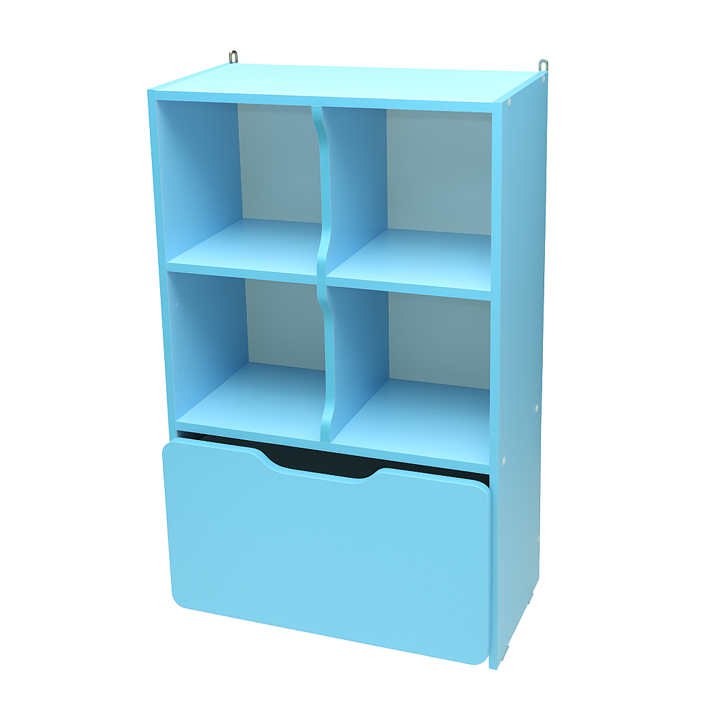 Дитяча шафа "В зоопарку" елемент №8, відкрита з 2-ма полицями (на 4 секції) та шухлядою, ЛЕЛЕКА, 600х300х950 мм.